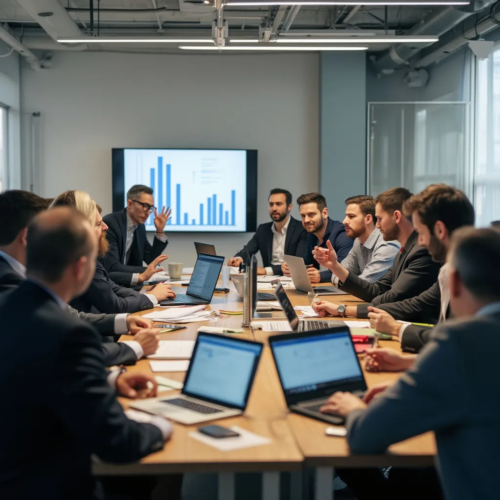 Equipo de consultores analizando datos empresariales